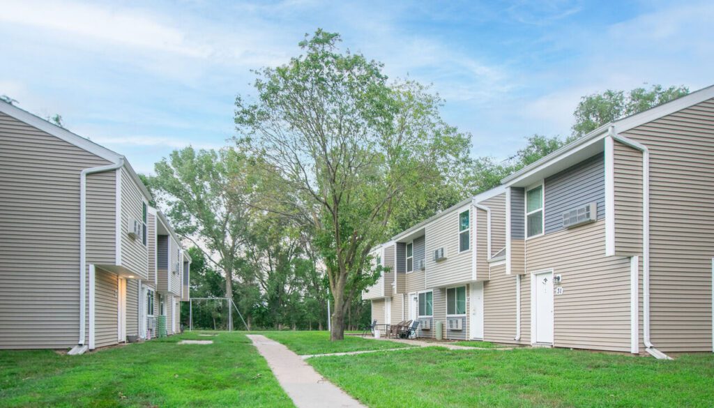 South View Exterior with treed courtyard
