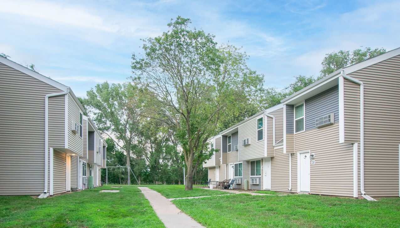 South View Exterior with treed courtyard