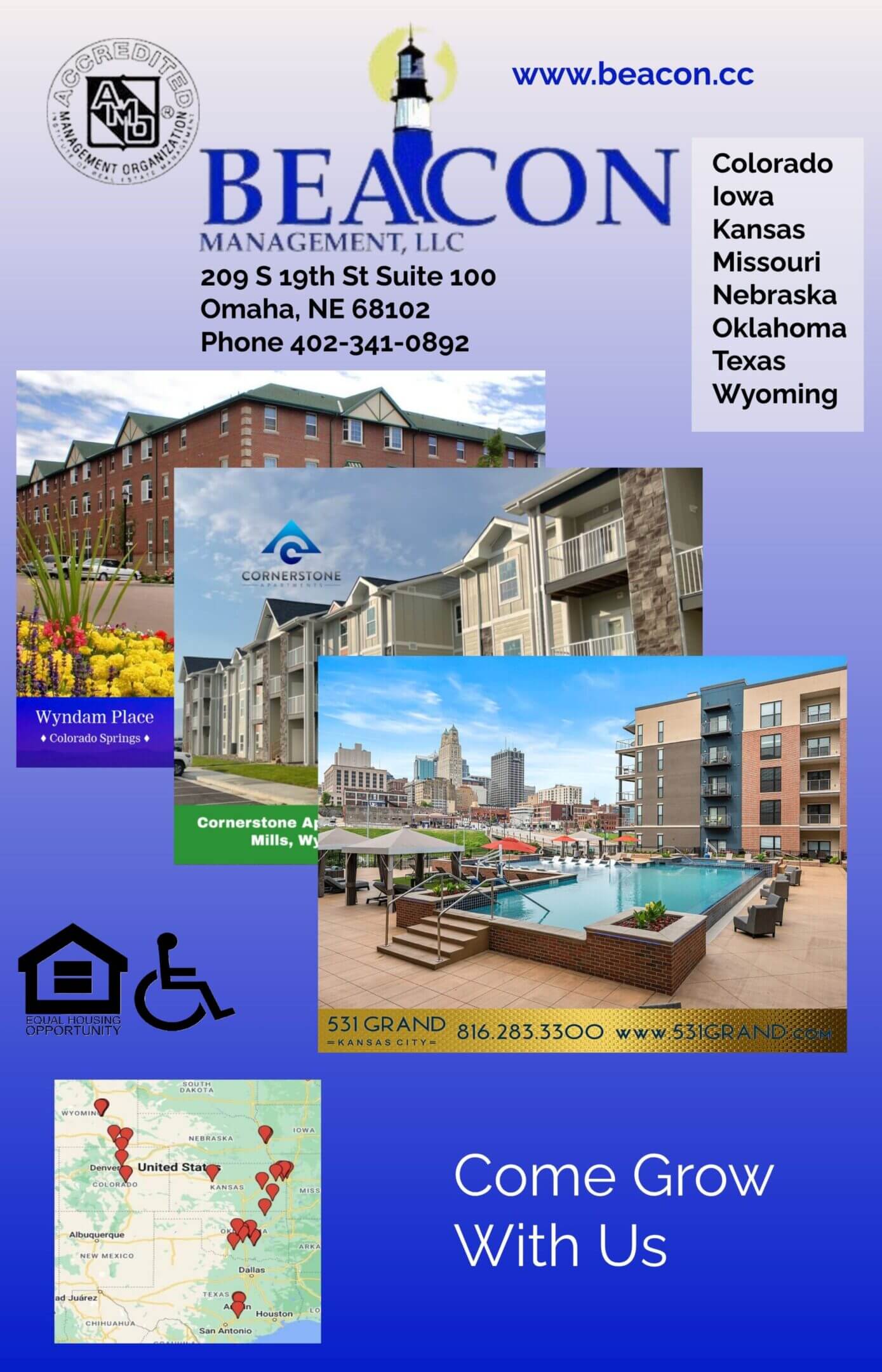 Beacon Management apartment property collage with pool