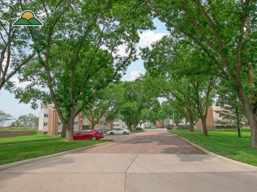 Morning Hills Apartments Sioux City Iowa exterior view treed entry