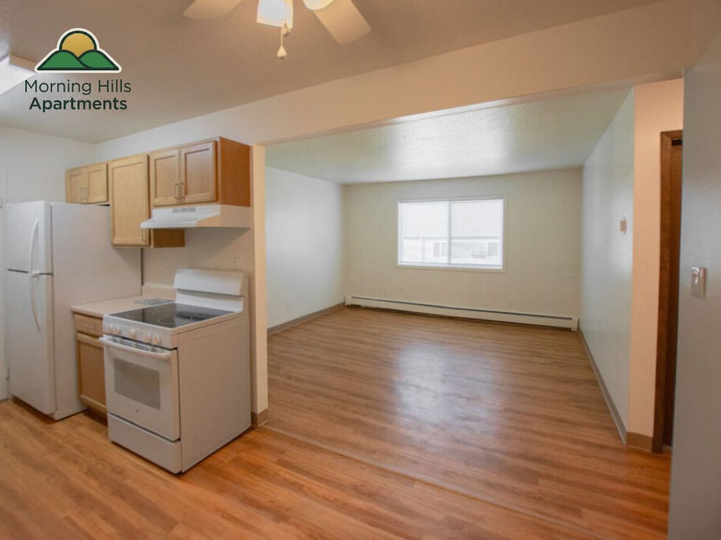 Morning Hills Apartments Sioux City Iowa Interior view kitchen and living room