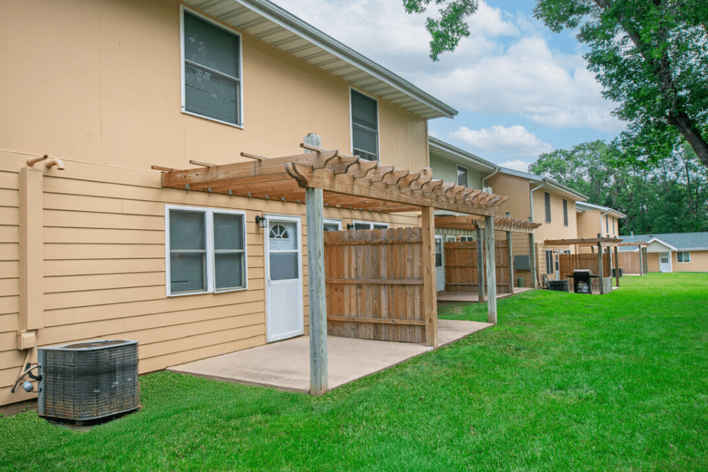 Town View Apartments view of Town Homes rear entry to private patio