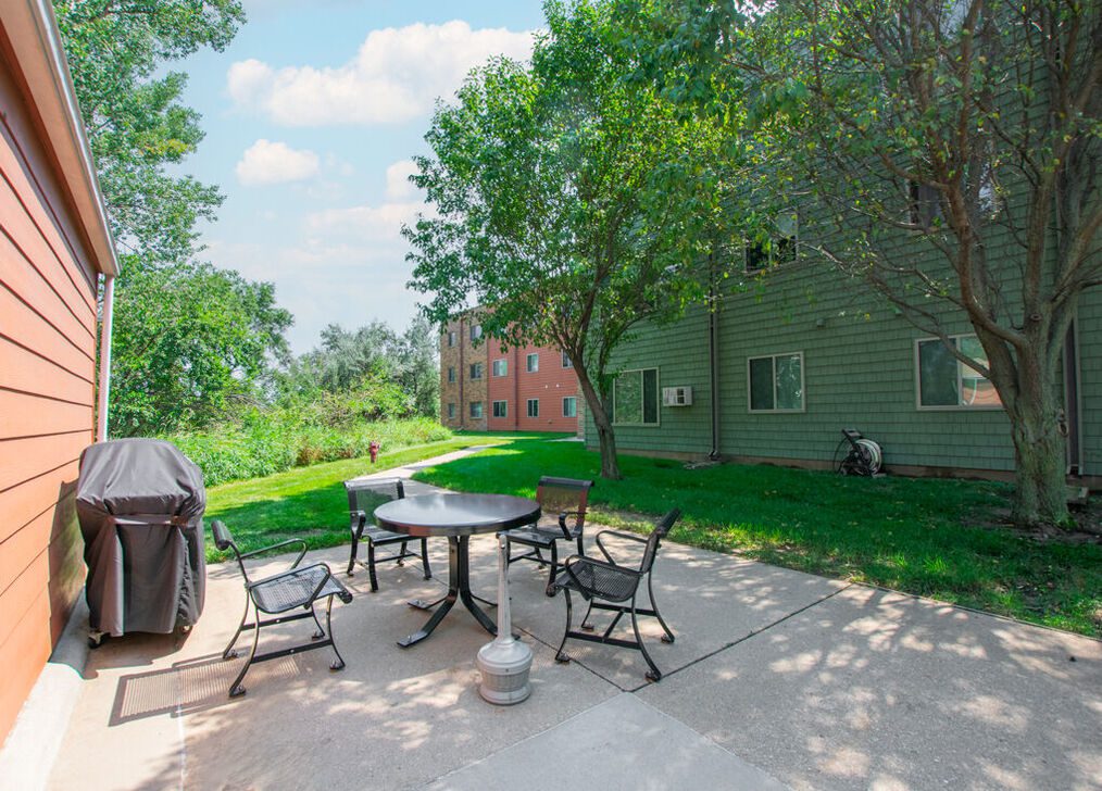 Back patio dining area with grill